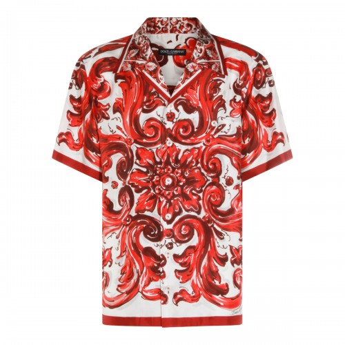 RED AND WHITE SILK SHIRT