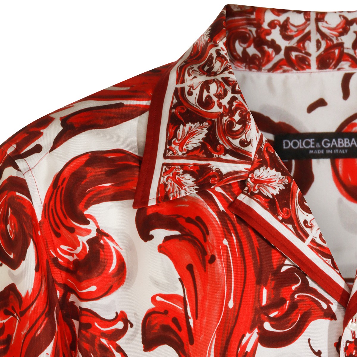RED AND WHITE SILK SHIRT