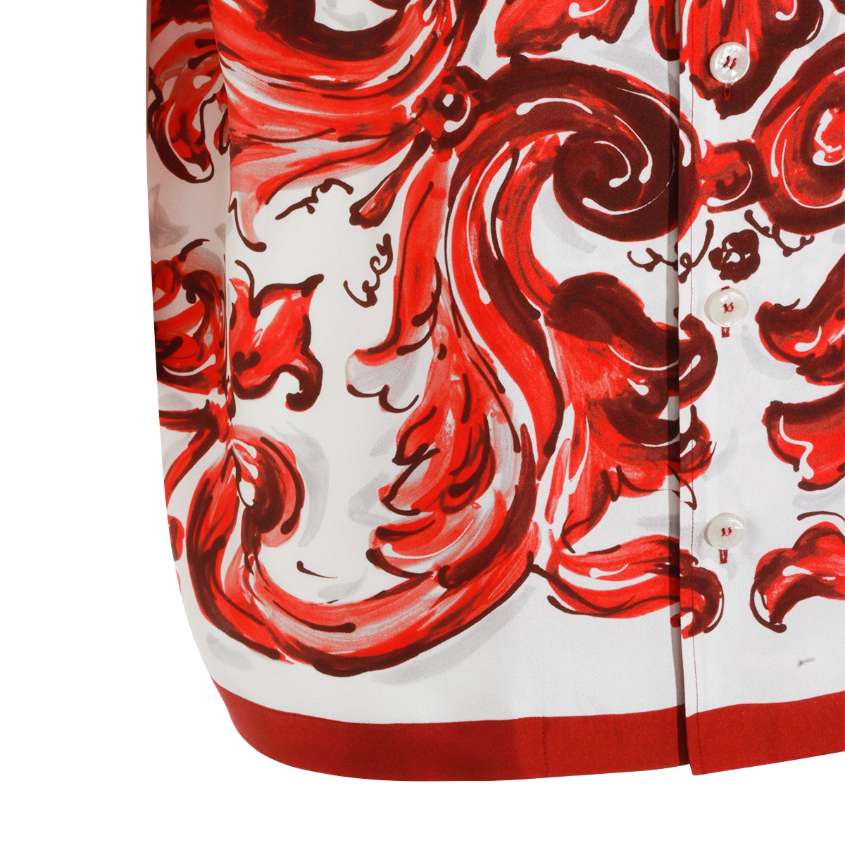 RED AND WHITE SILK SHIRT