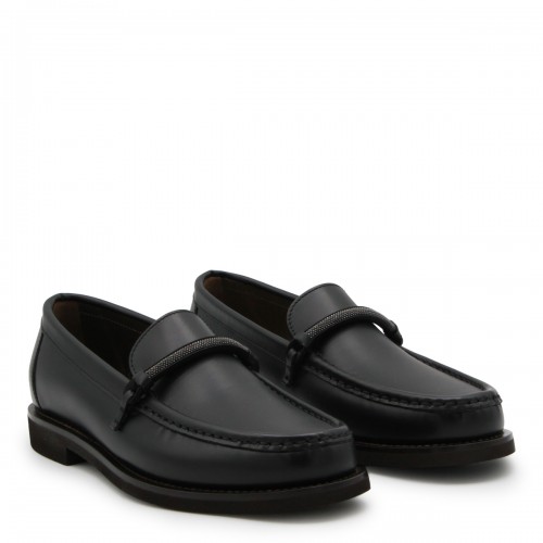 BLACK LEATHER LOAFERS