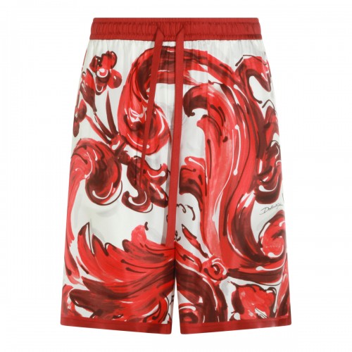 RED AND WHITE SILK SHORTS