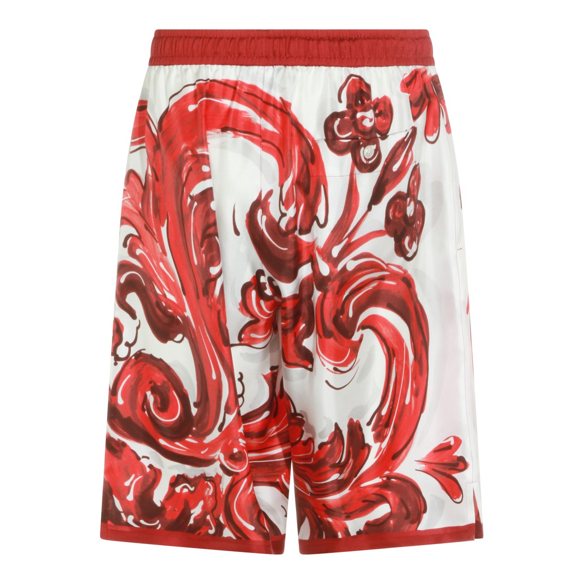 RED AND WHITE SILK SHORTS