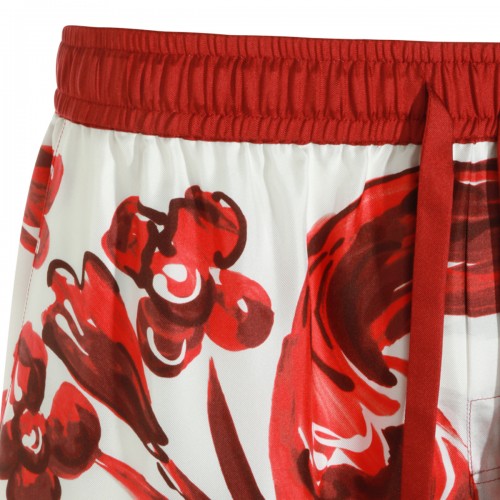 RED AND WHITE SILK SHORTS