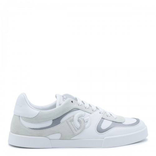 GREY AND WHITE LEATHER...