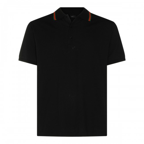 BLACK COTTON POLO SHIRT