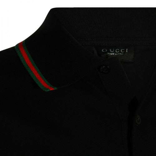 BLACK COTTON POLO SHIRT