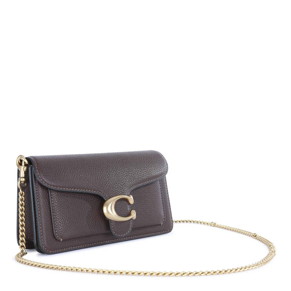 BROWN LEATHER TABBY CROSSBODY BAG