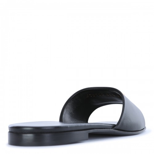 BLACK LEATHER DOUBLE G FLATS