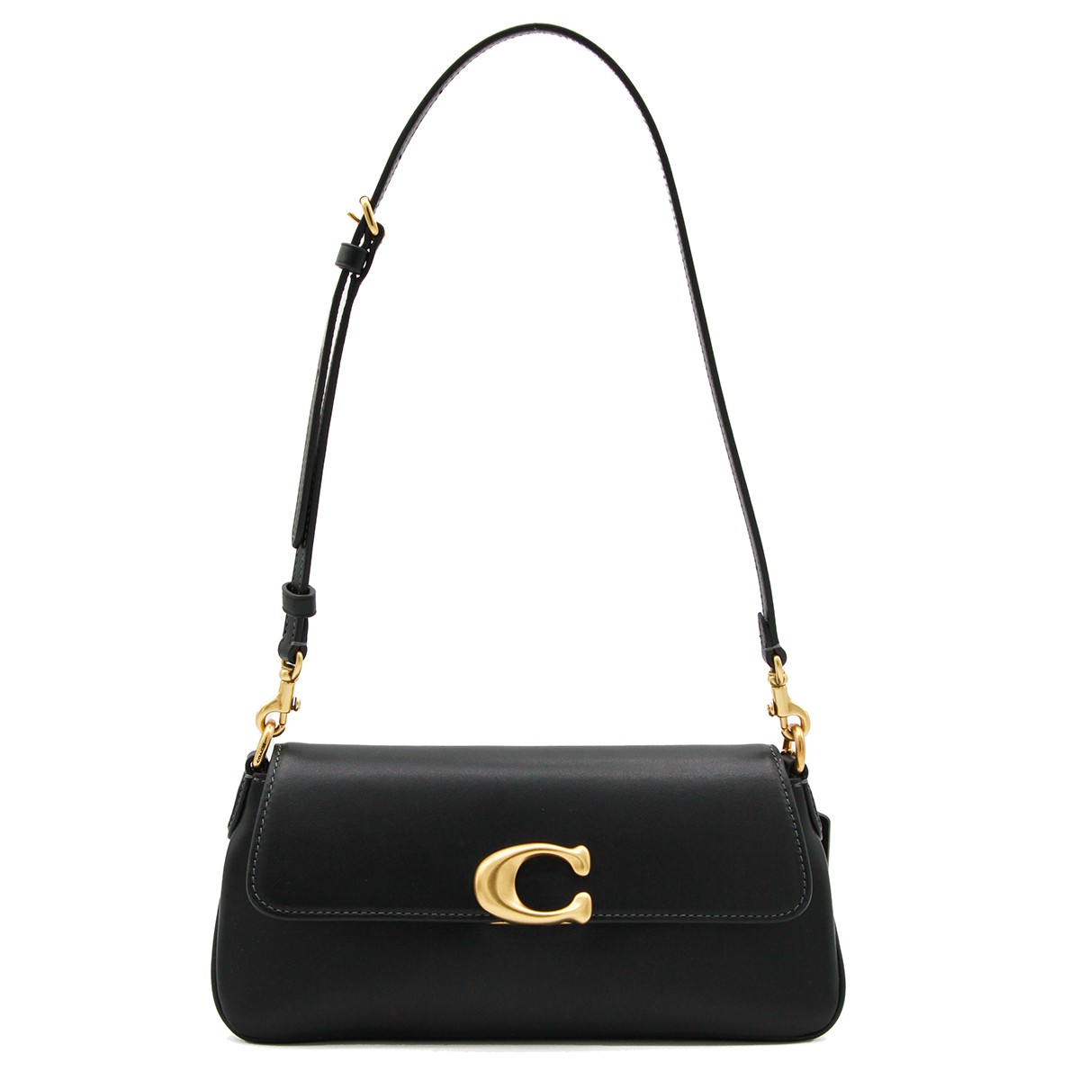 BLACK LEATHER JET SHOULDER BAG