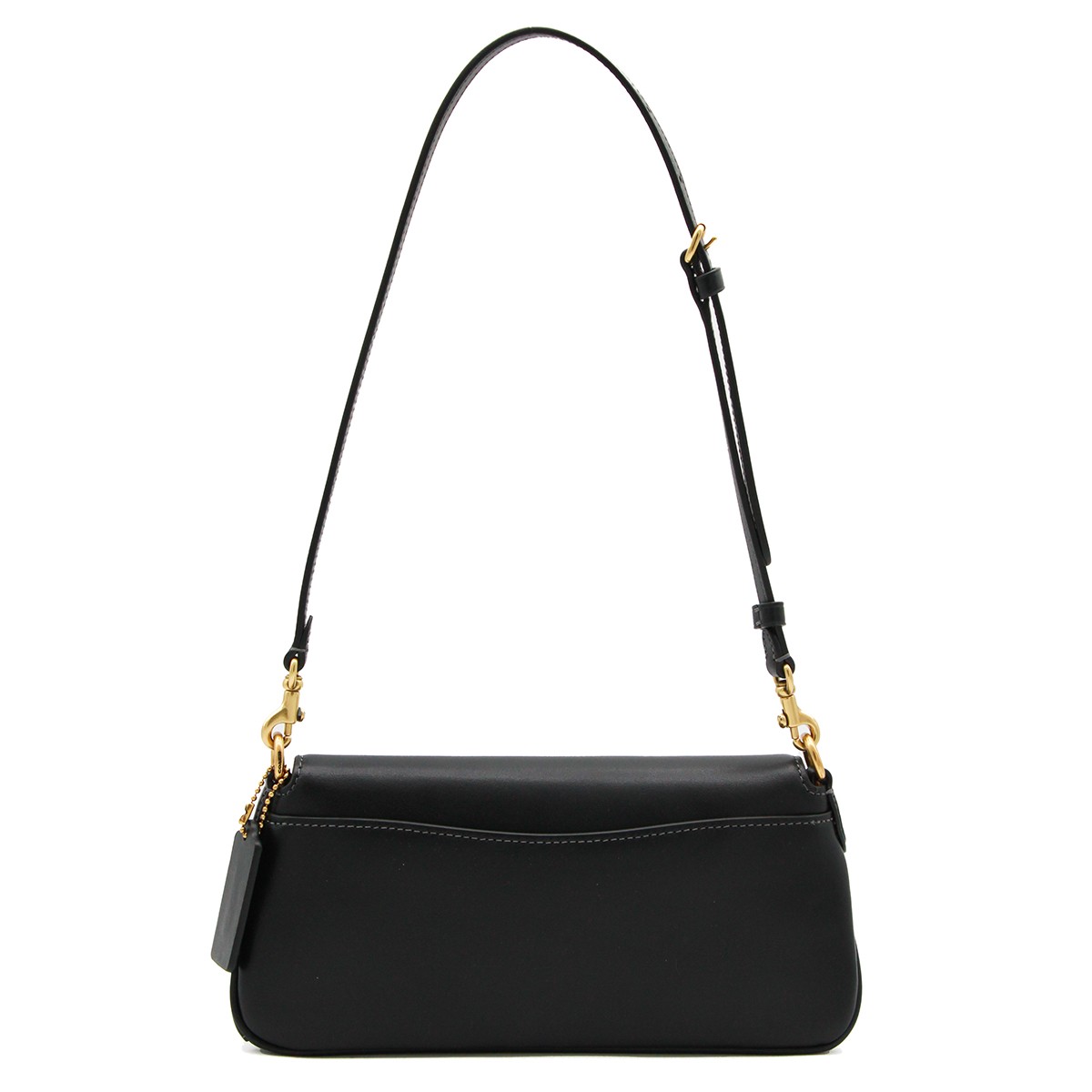 BLACK LEATHER JET SHOULDER BAG