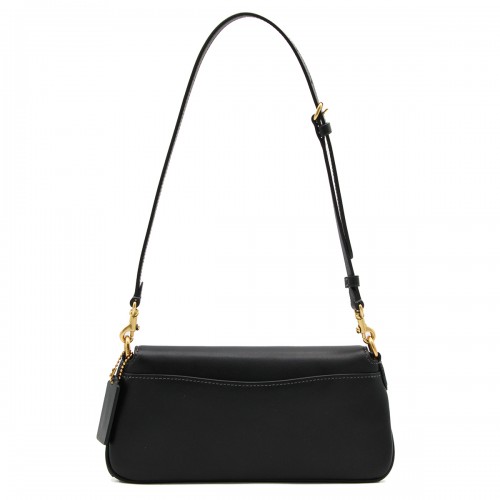 BLACK LEATHER JET SHOULDER BAG