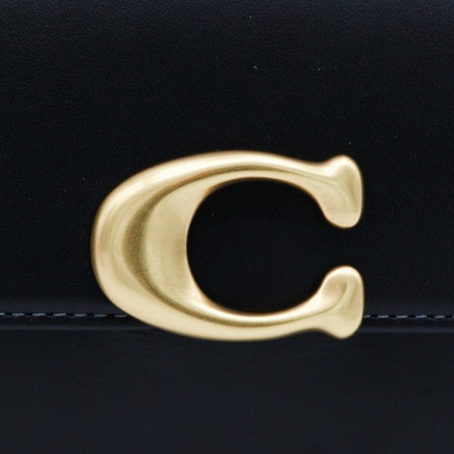 BLACK LEATHER JET SHOULDER BAG