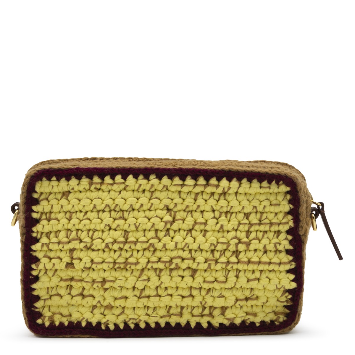 YELLOW AND BROWN WOOL CROSSBODY BAG