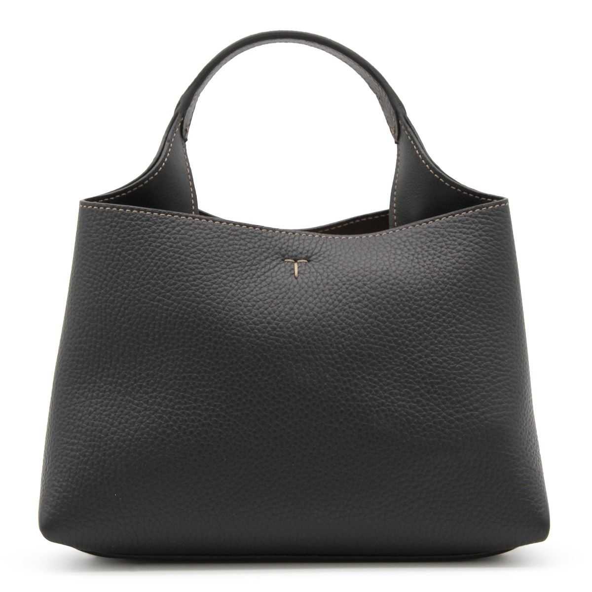 BLACK LEATHER TOP HANDLE BAG