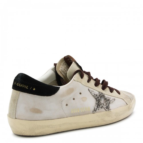 BEIGE AND BLACK LEATHER SUPER STAR SNEAKERS