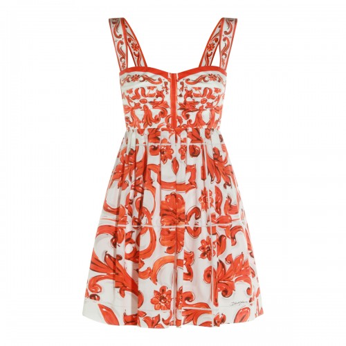 ORANGE AND WHITE COTTON DRESS