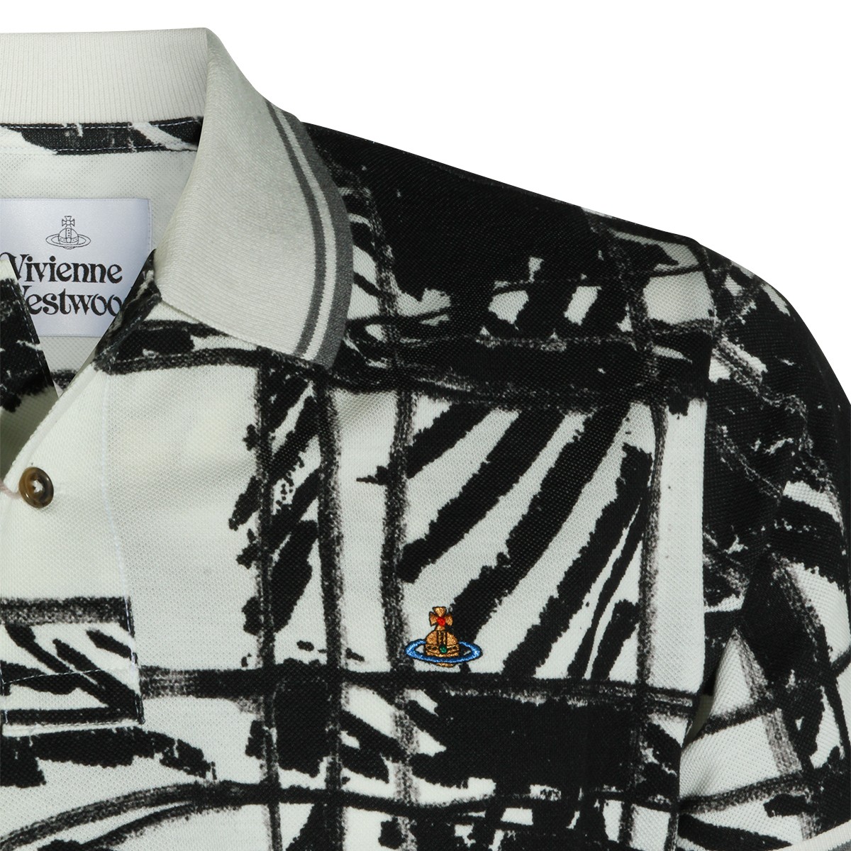 BLACK AND WHITE COTTON CLASSIC POLO...