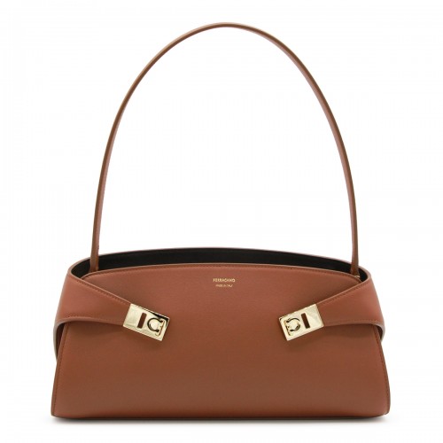 BROWN LEATHER HUG MINI SHOULDER BAG