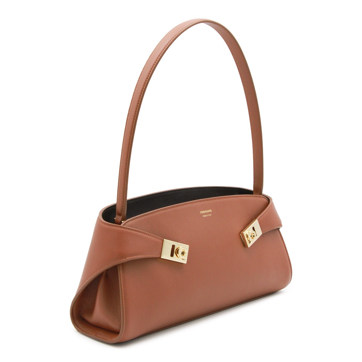 BROWN LEATHER HUG MINI SHOULDER BAG