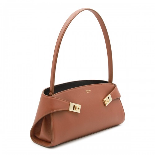 BROWN LEATHER HUG MINI SHOULDER BAG