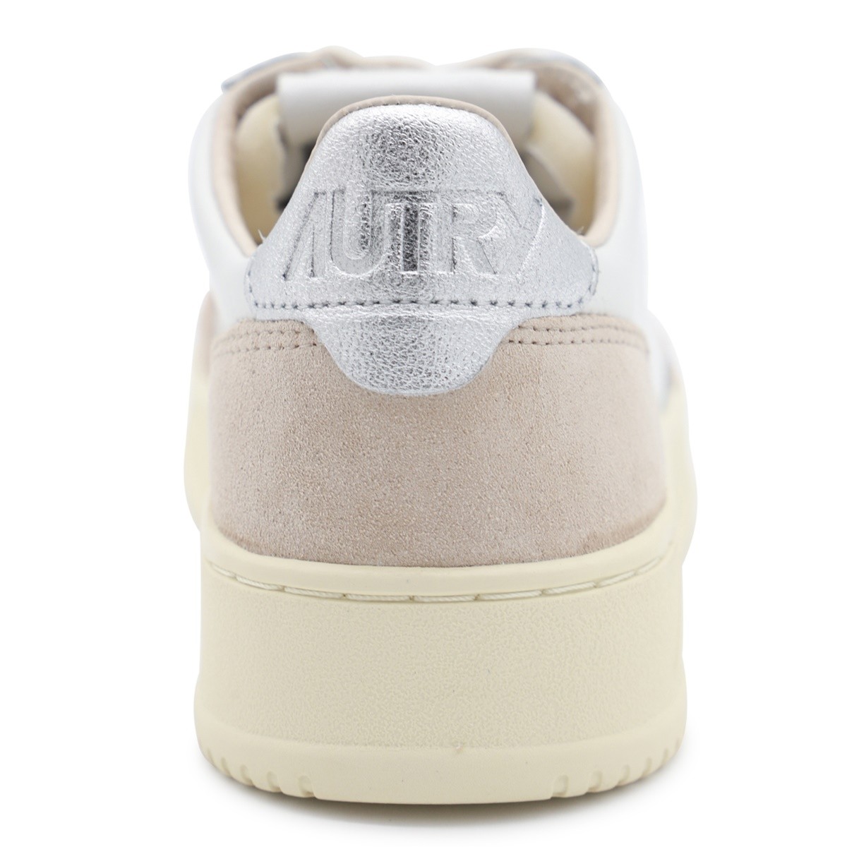WHITE AND BEIGE LEATHER SNEAKERS