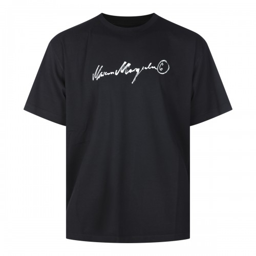 BLACK COTTON HANDWRITTEN T-SHIRT