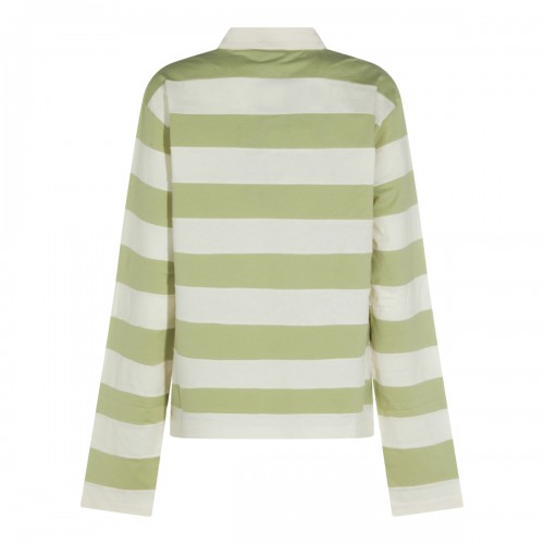WHITE AND GREEN COTTON POLO SHIRT