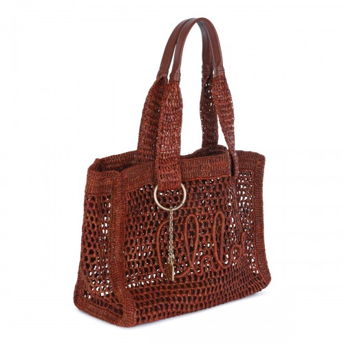 CLAY BROWN RAFFIA SUMMER BANANA TOP HANDLE BAG