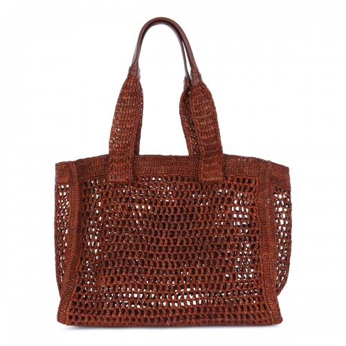 CLAY BROWN RAFFIA SUMMER BANANA TOP HANDLE BAG