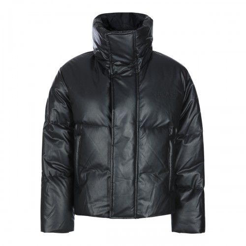 BLACK VISCOSE DOWN JACKET