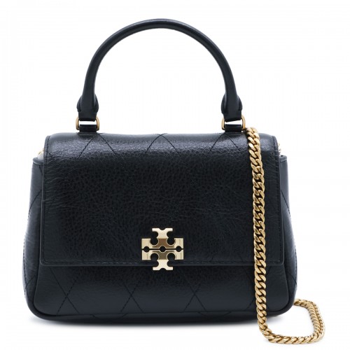 BLACK LEATHER CHARLIE TOP HANDLE BAG