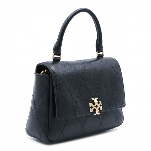 BLACK LEATHER CHARLIE TOP HANDLE BAG