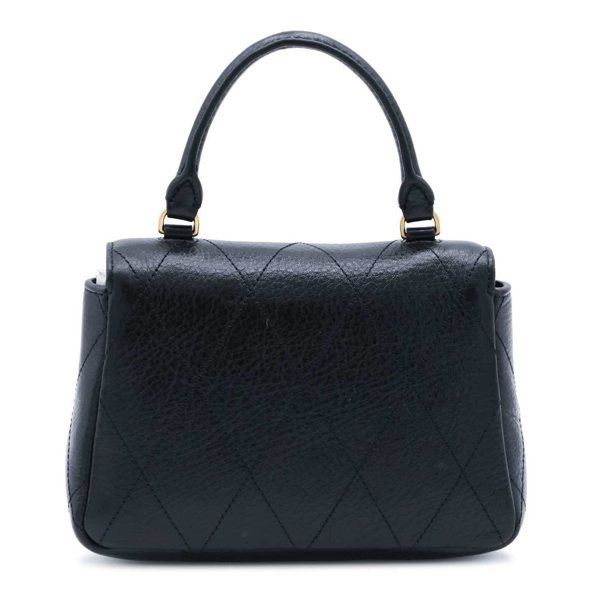 BLACK LEATHER CHARLIE TOP HANDLE BAG