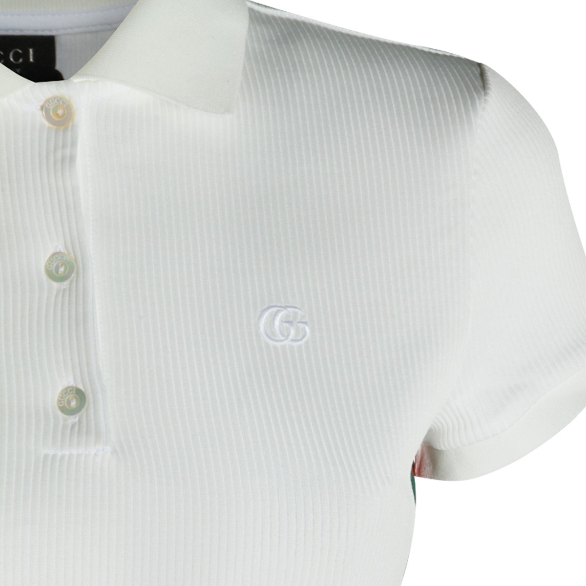 WHITE COTTON WEB RIBBON POLO SHIRT