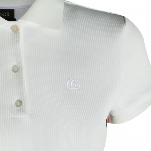 WHITE COTTON WEB RIBBON POLO SHIRT