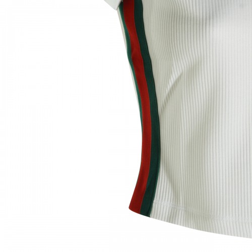 WHITE COTTON WEB RIBBON POLO SHIRT