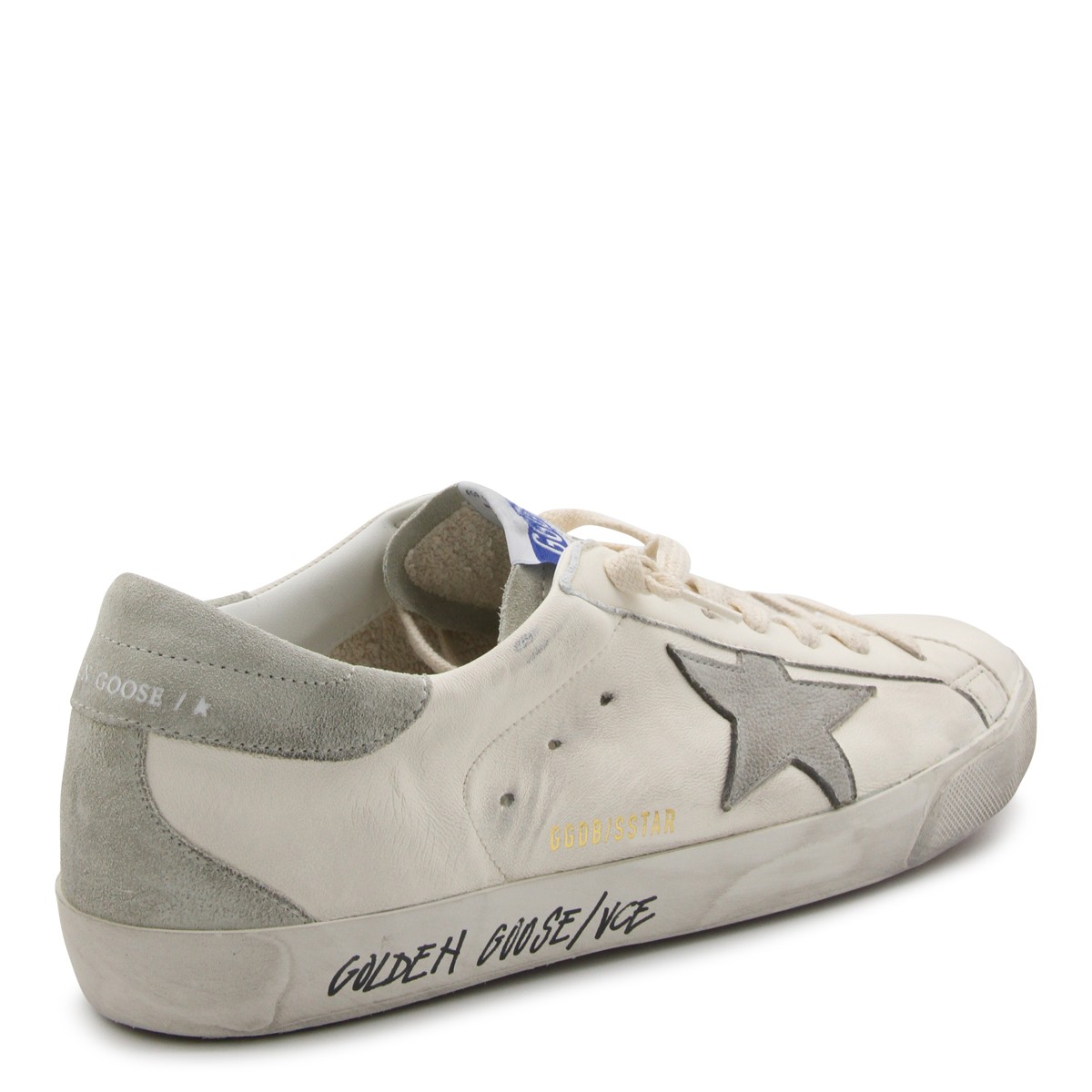 WHITE AND GREY LEATHER SUPER-STAR...