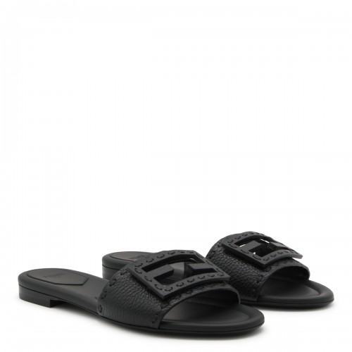 BLACK LEATHER FLATS
