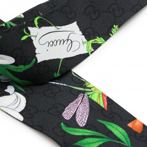 BLACK SILK ROSES SCARF 2