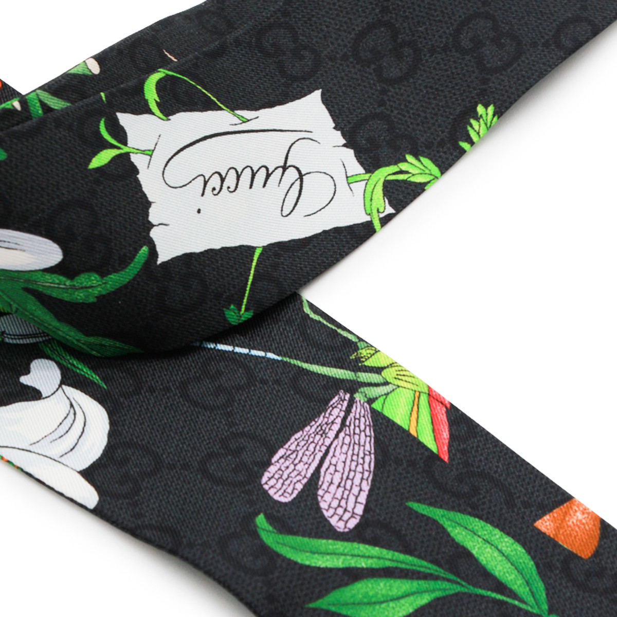 BLACK SILK ROSES SCARF