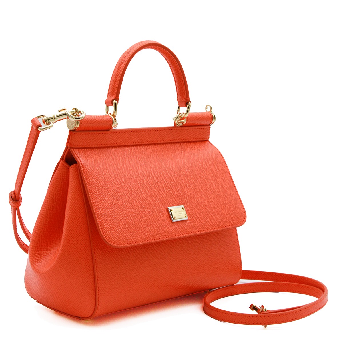 ORANGE LEATHER SICILY SMALL TOP...