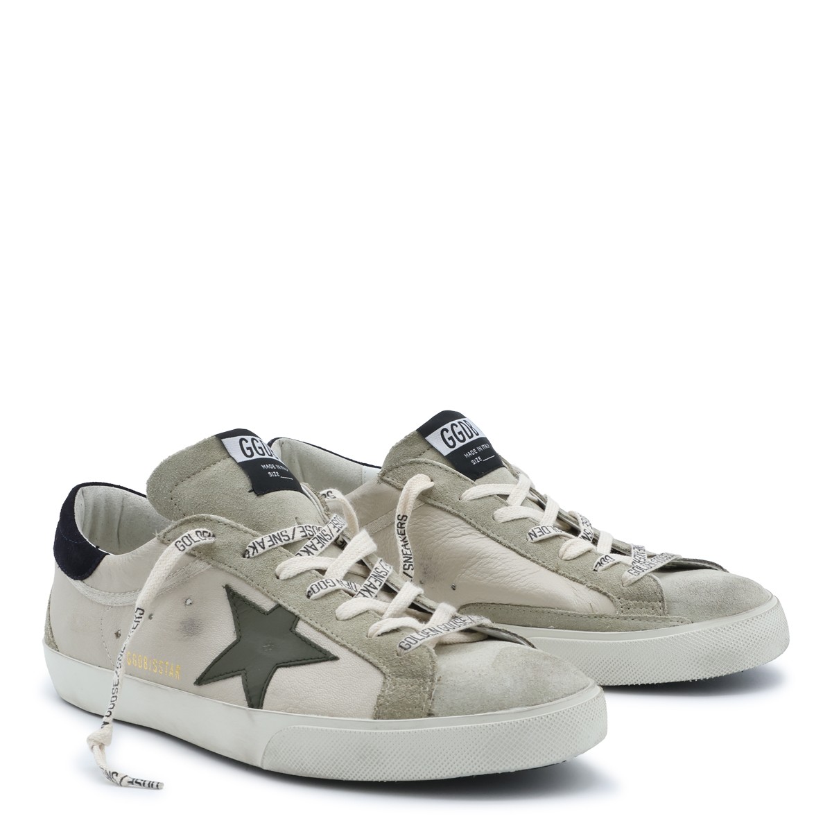 BEIGE AND GREY LEATHER SUPERSTAR...