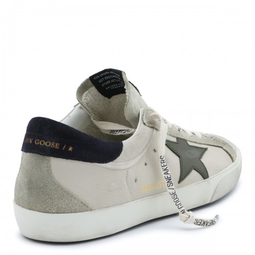 BEIGE AND GREY LEATHER SUPERSTAR SNEAKERS