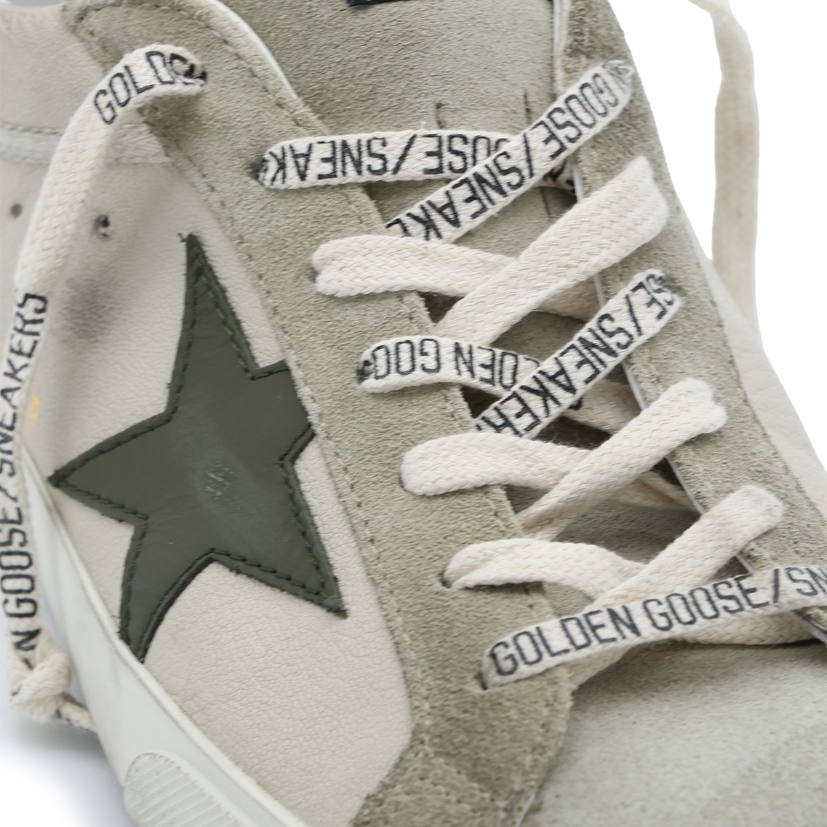 BEIGE AND GREY LEATHER SUPERSTAR...