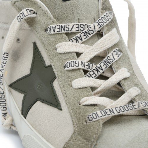 BEIGE AND GREY LEATHER SUPERSTAR SNEAKERS