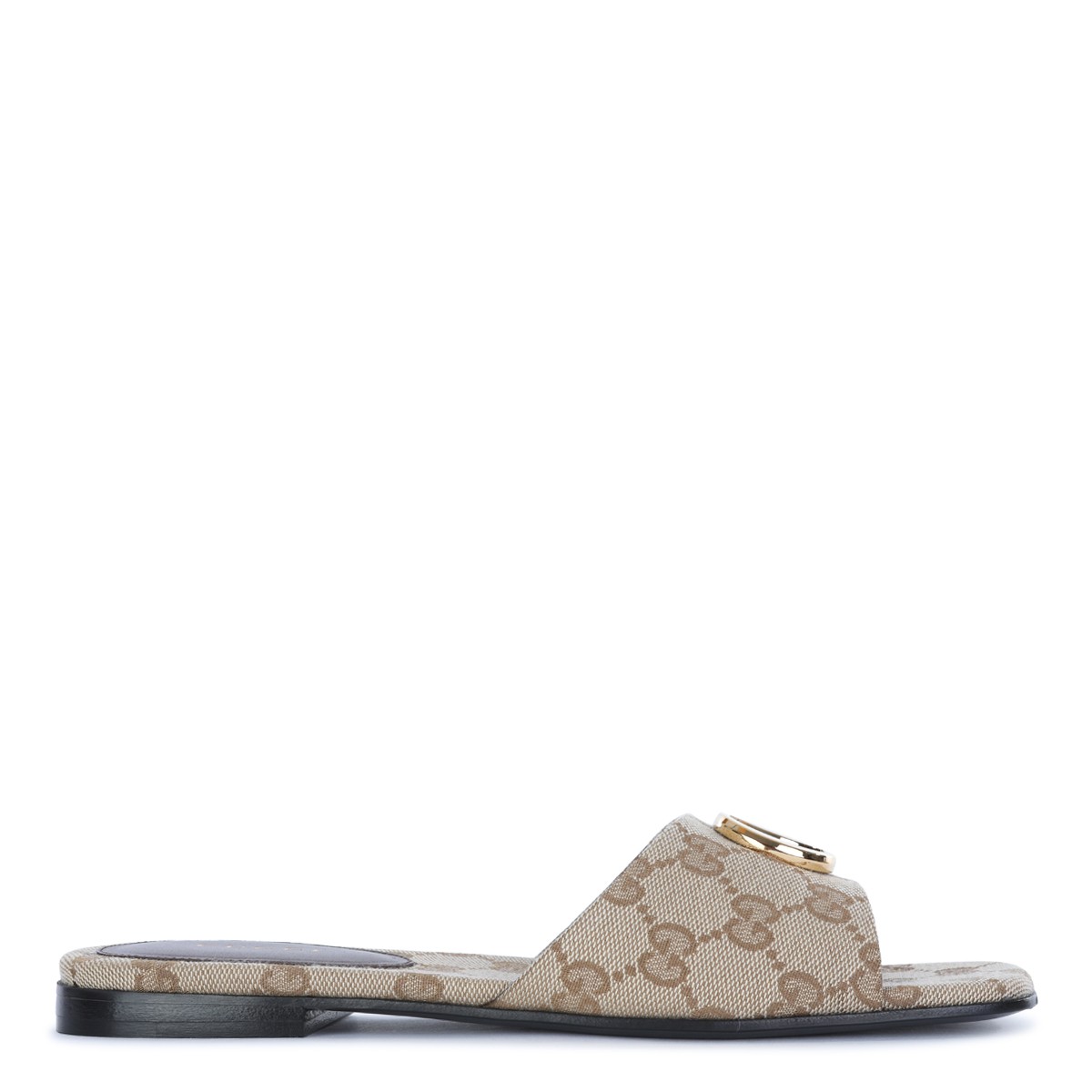BEIGE EBONY GG SLIDER FLATS