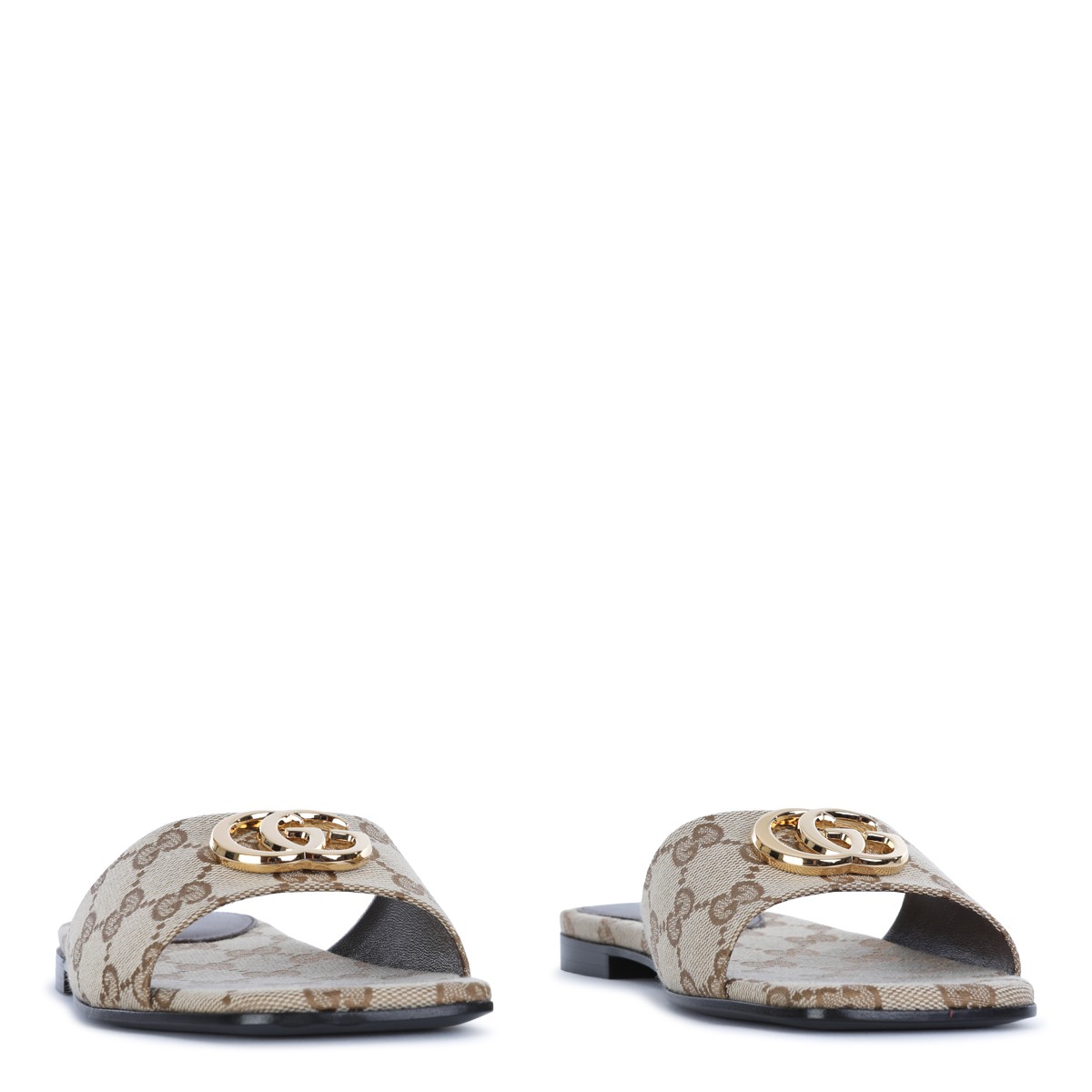 BEIGE EBONY GG SLIDER FLATS
