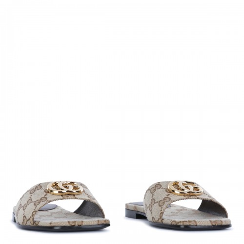BEIGE EBONY GG SLIDER FLATS