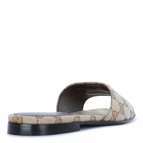 BEIGE EBONY GG SLIDER FLATS