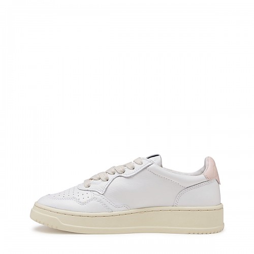 WHITE AND LIGHT PINK LEATHER SNEAKERS